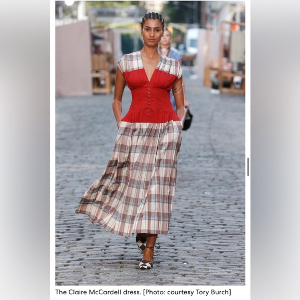 NWT Tory Burch Plaid Silk Claire Mccardell Dress size 2 Red - Picture 6 of 13